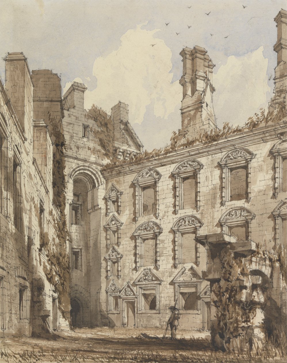 Court Yard til Caerlaverock Castle av Robert William Billings