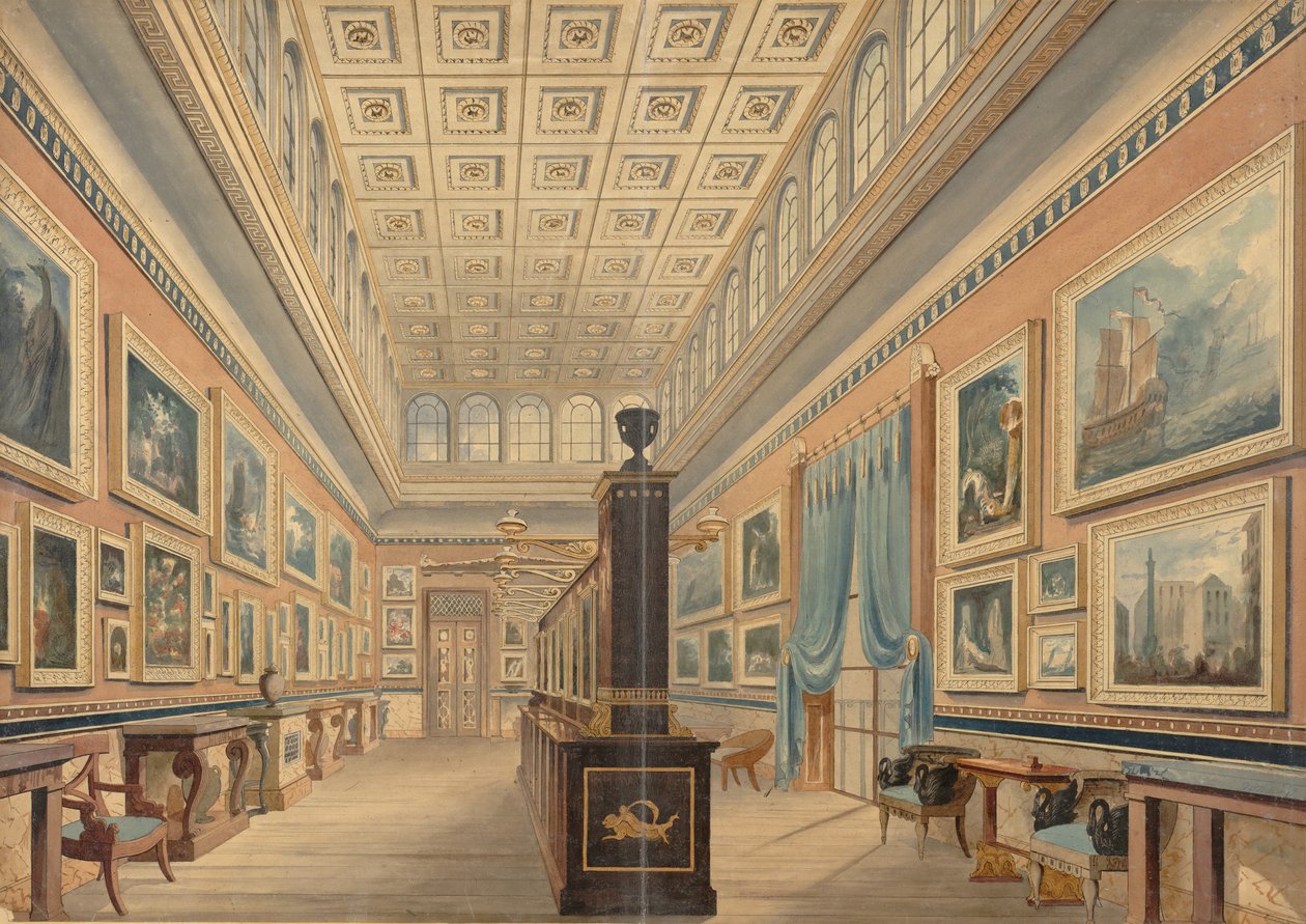 The Flemish Picture Gallery, Mansion of Thomas Hope, Duchess Street, Portland Place, 1830-51. av Robert William Billings