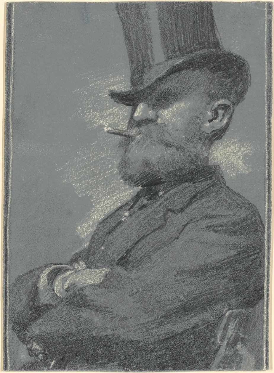 Mann i topp hatt, røyker en sigar av Robert William Vonnoh