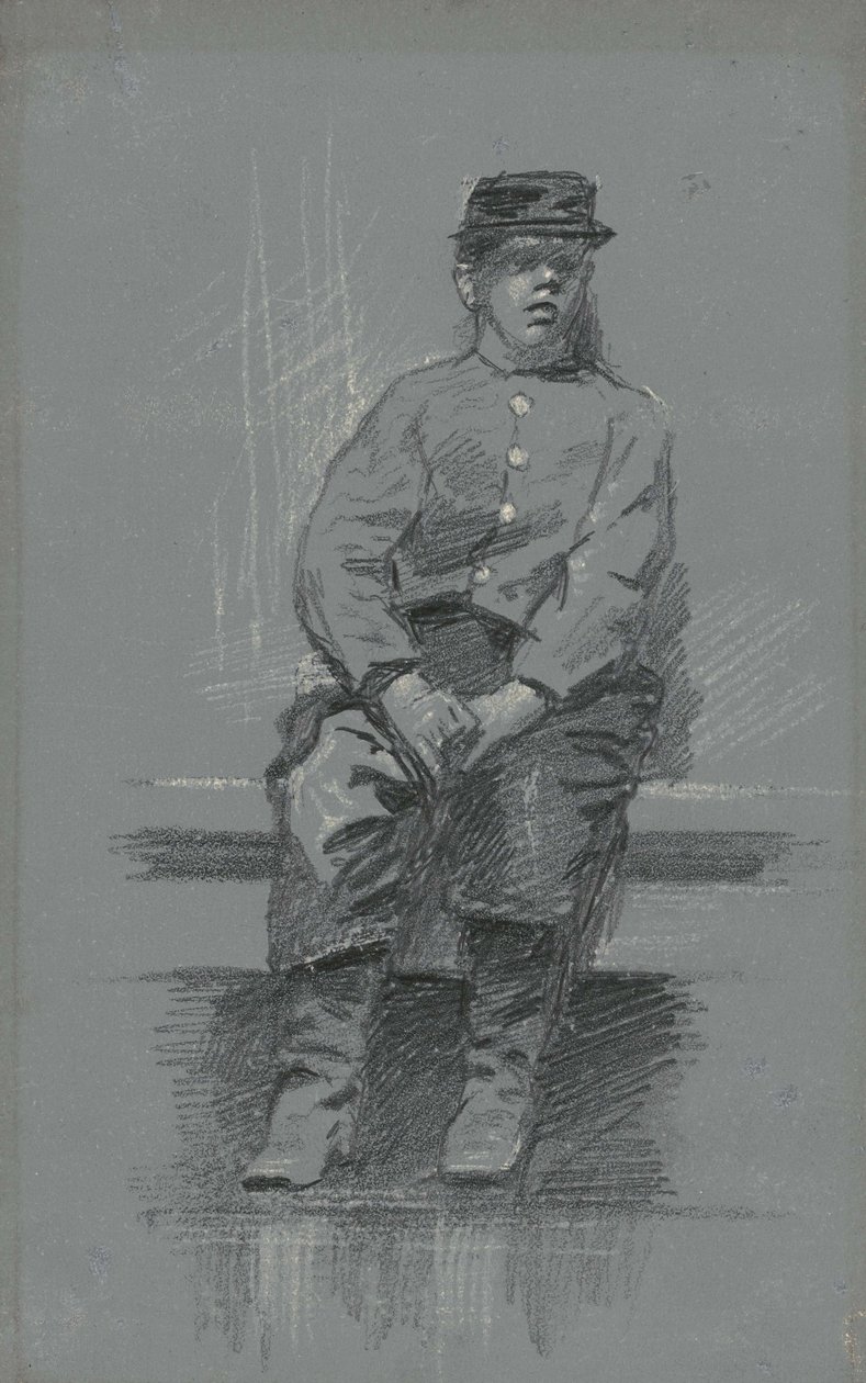 The Cadet, ca. 1895 (grafitt på grått nettbrett) av Robert William Vonnoh