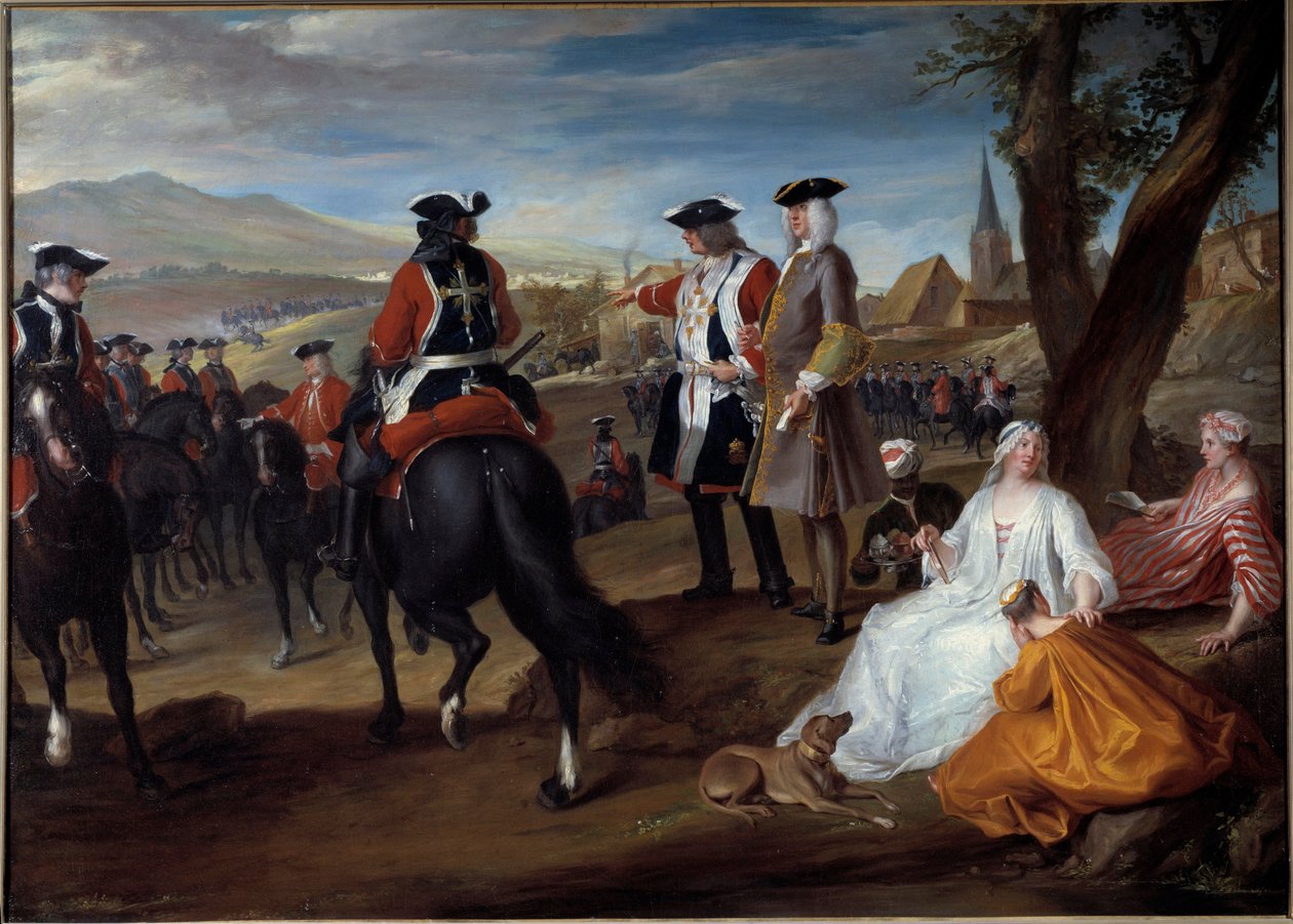 Gjennomgang av svarte musketerer i Sablons-sletten Maleri av Robert Paul Ponce dit Robert de Seri (1686-1733) 1729 Søn. 1,06x1,47 m av Robert de Sery
