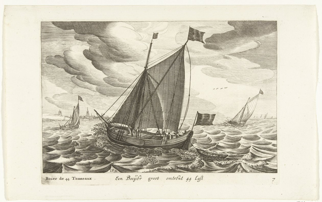 Boeiers Een Boeijer groot om 44 Last / Boïer de 44 Tonneaux (tittel på objekt) Hollandse scheepstypen, 1627 (serietittel) Forskjellige skip Don ton se sert dans les Unies-provinsene / Ikoner for forskjellige nederlandske skip hvis bruk hovedsakelig er i fa av Robert de Baudous (possibly)