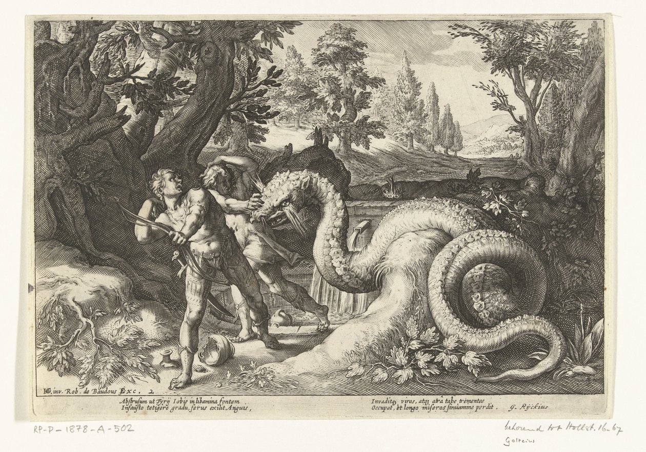 Kadmusens ledsagere fortært av en drage Metamorphoses of Ovid (serietittel) av Robert de Baudous