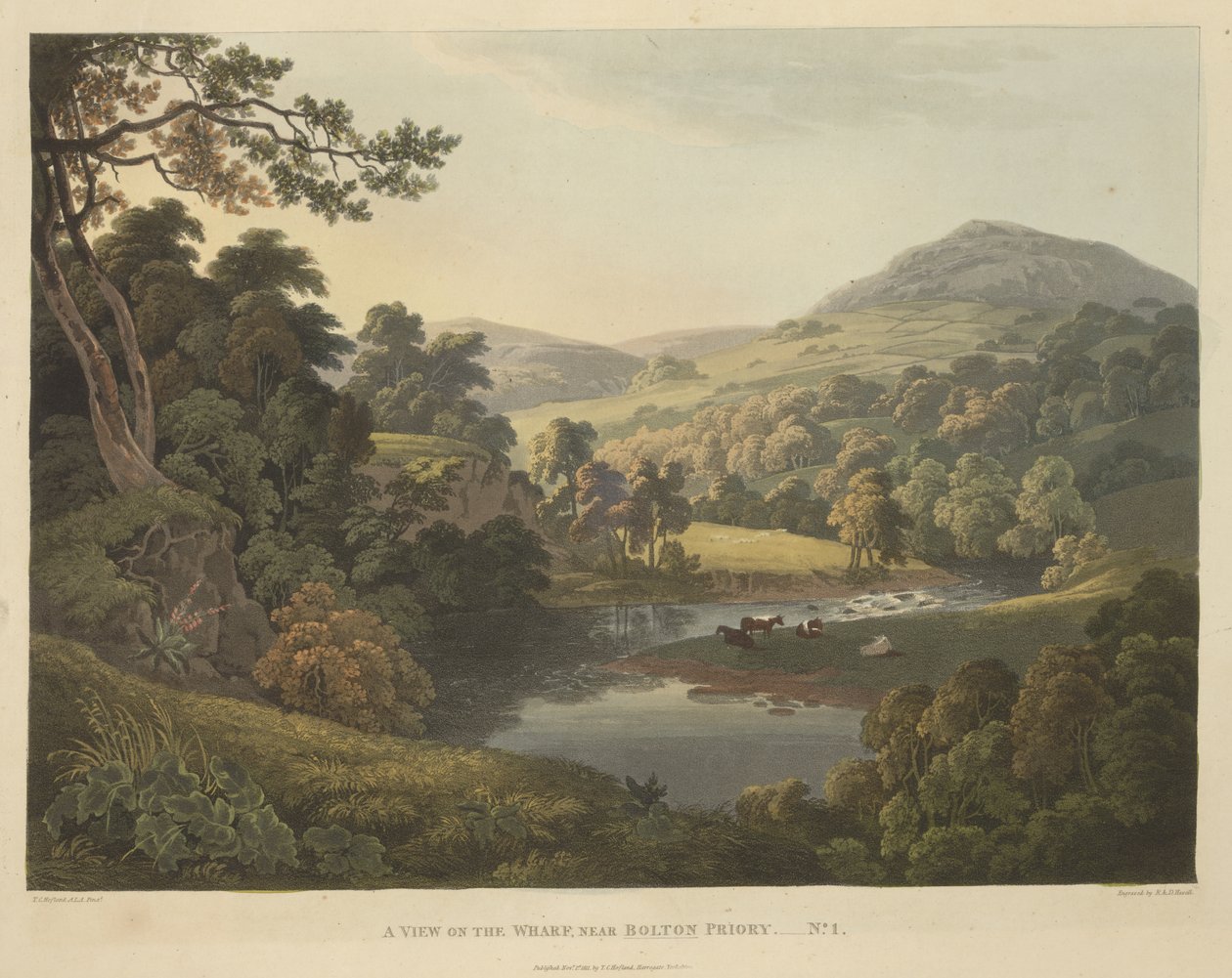 A View on the Wharf, nær Bolton Priory av Robert the Elder Havell