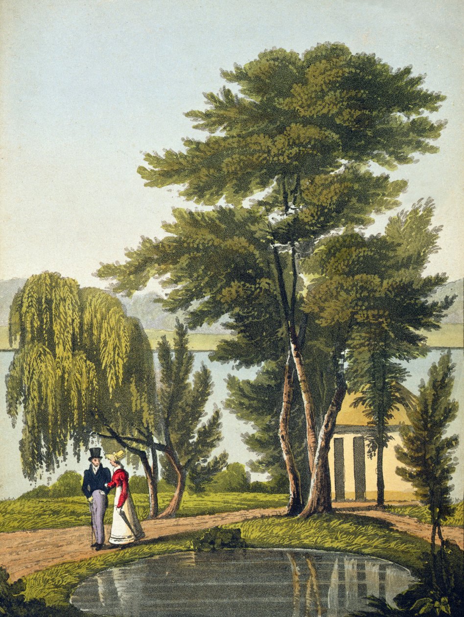 Clifton, fra 'The Naturama, or, Nature's Endless Transposition of Views on the Thames', ca. 1825 (håndfarget akvatint) av Robert the Younger Havell