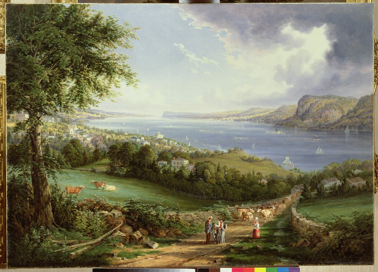 Utsikt over Hudson River fra nær Sing Sing, New York, ca. 1850 av Robert the Younger Havell