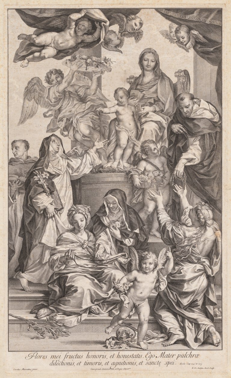 Jomfru og barn med hellige, ca. 1720-1730. av Robert van Audenaerd