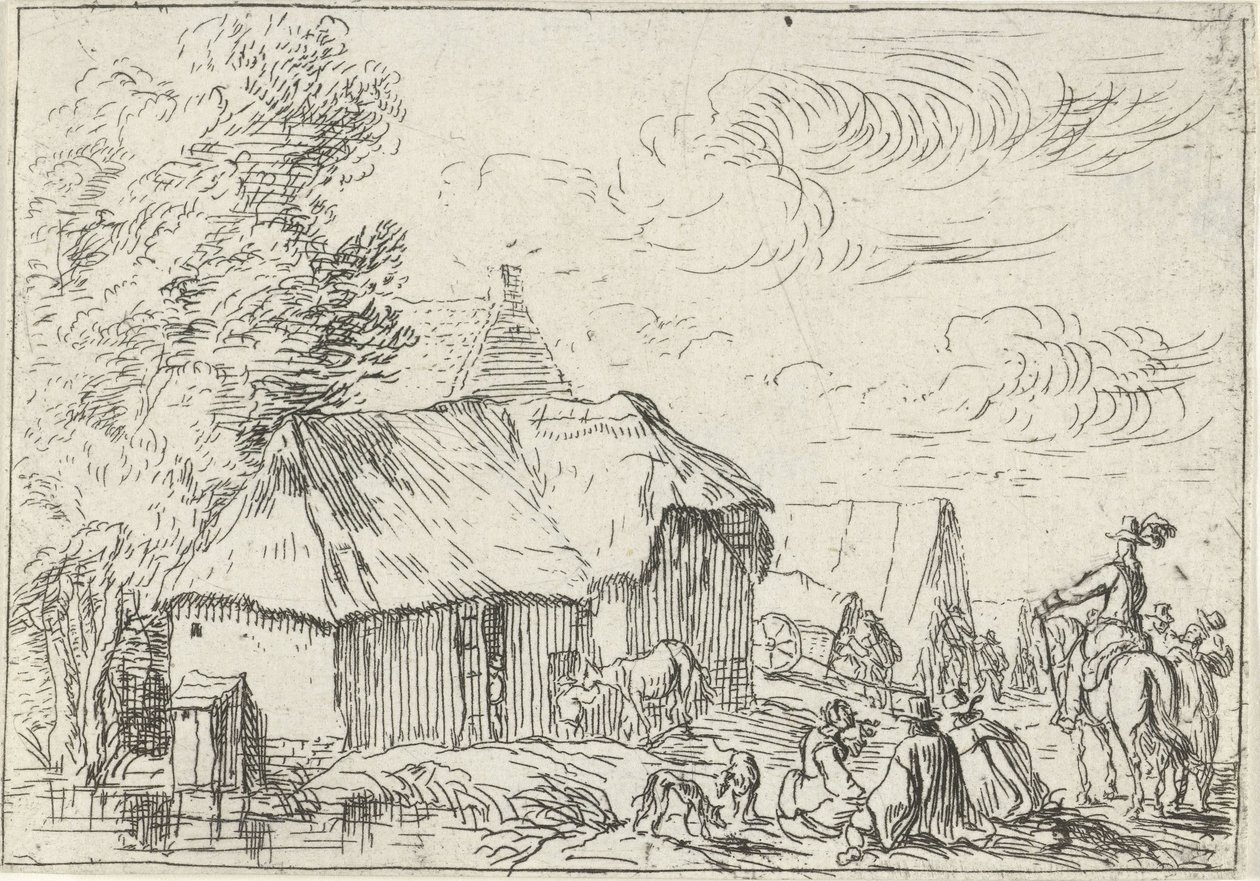 Leir nær en landsby Landskap med leirplasser (serietittel) av Robert van den Hoecke
