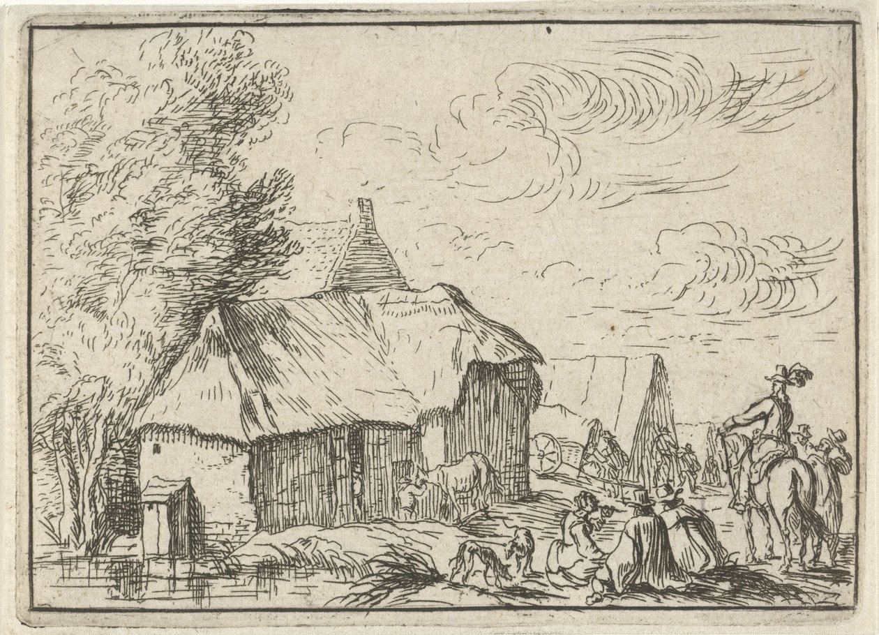 Campingplass ved en landsby Landskap med leirer (serietittel) av Robert van den Hoecke