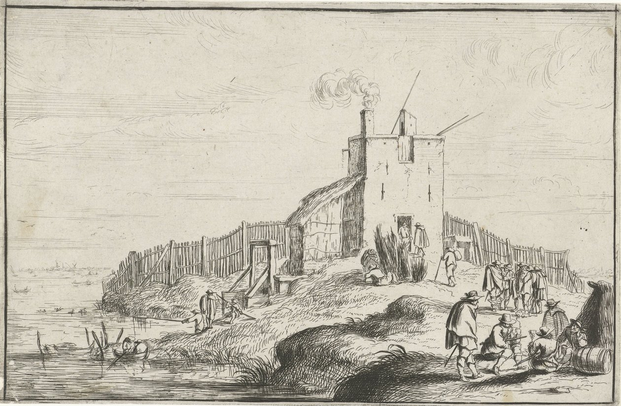 Liten festning ved en elv av Robert van den Hoecke
