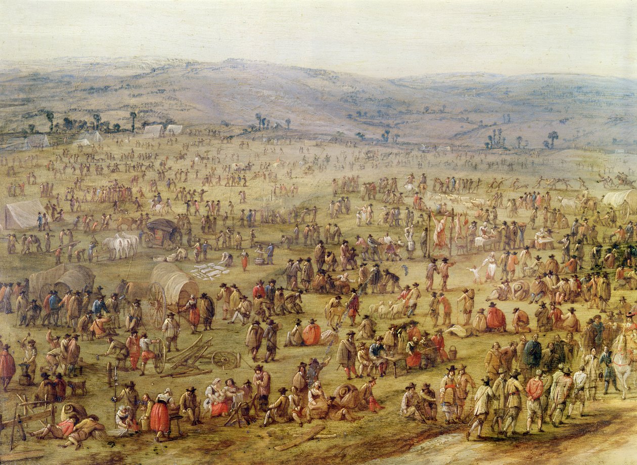 Militært leir (olje på kobber) (detalj av 341904) av Robert van den Hoecke