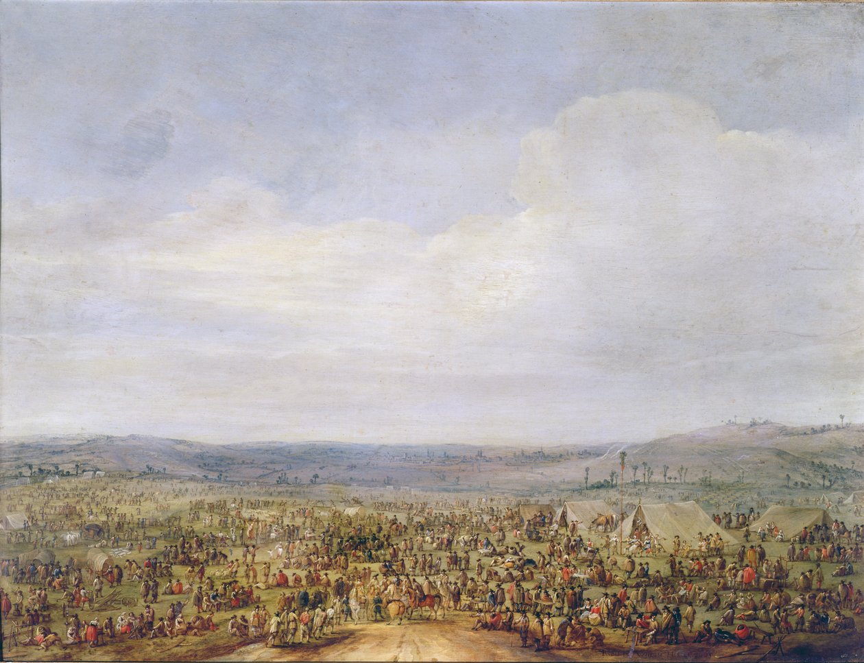 Militær leir (olje på kobber) av Robert van den Hoecke