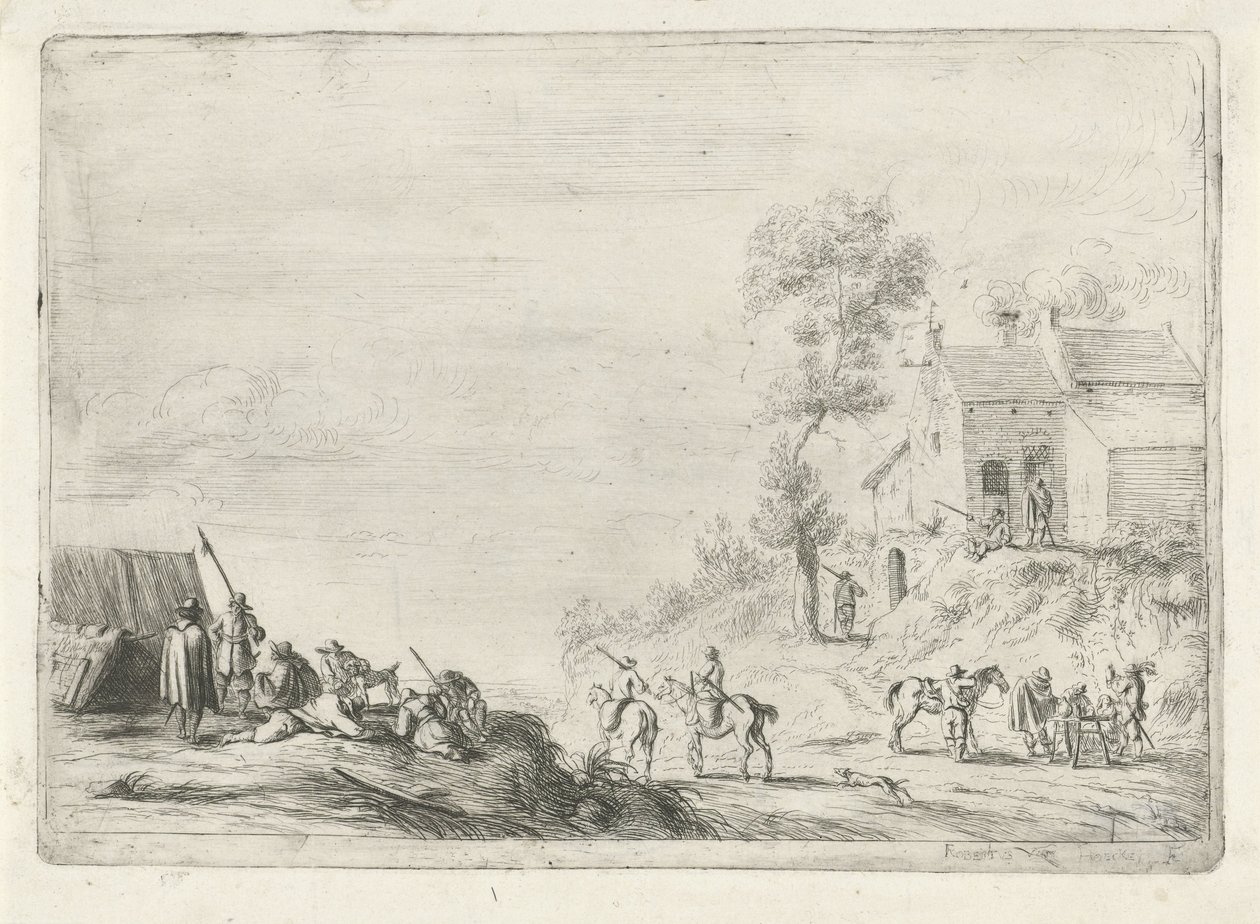 Soldater ved en vei av Robert van den Hoecke