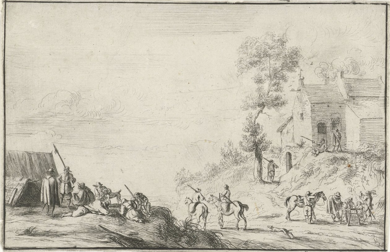 Soldater ved en vei av Robert van den Hoecke