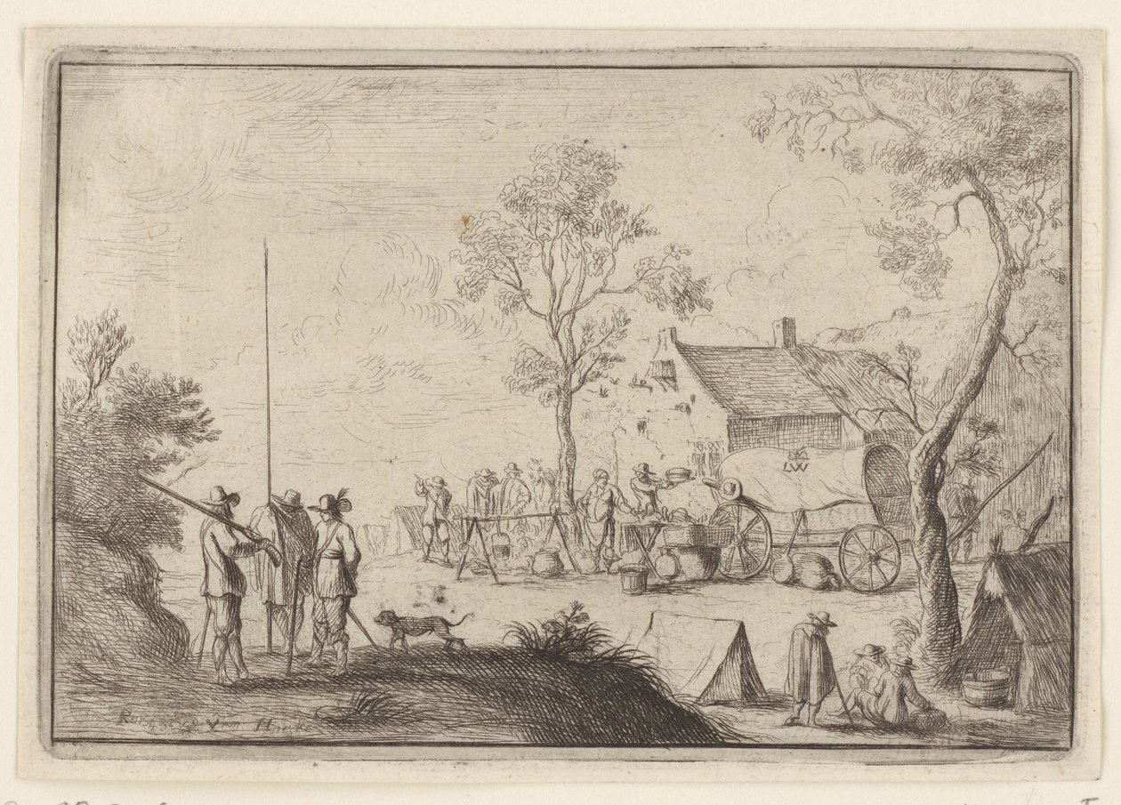 Soldater rundt en kokeplate Ulike leire (serietittel) av Robert van den Hoecke