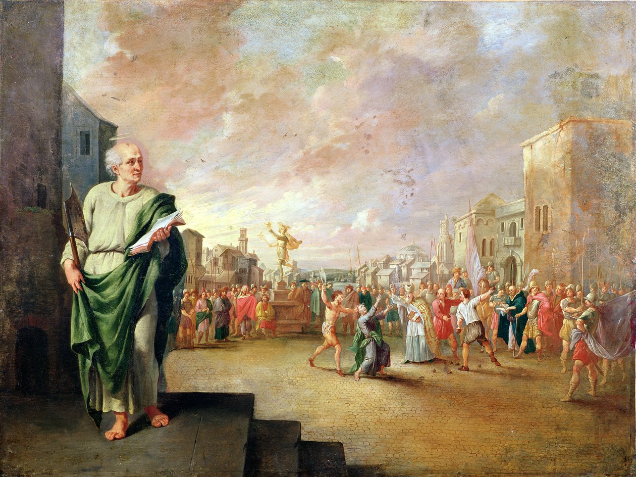 St. Matthias (olje på kobber) av Robert van den Hoecke