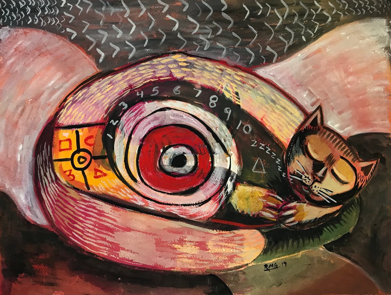 Søte drømmer, ca. 2019 (gouache på papir) av Roberto Munguia