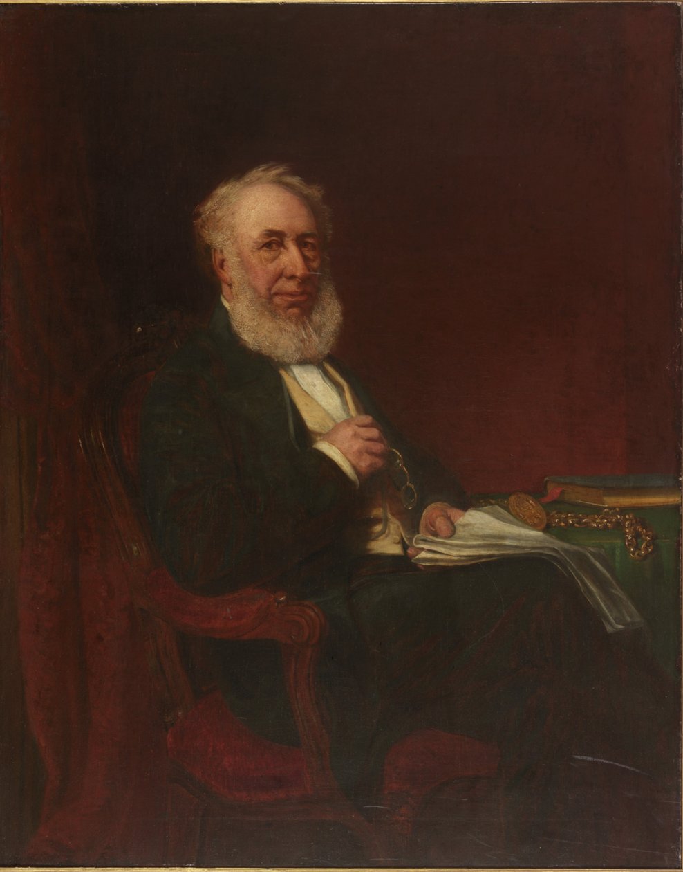 Portrett av Alderman Terrot Glover (olje om bord) av Robinson (style of) Elliott