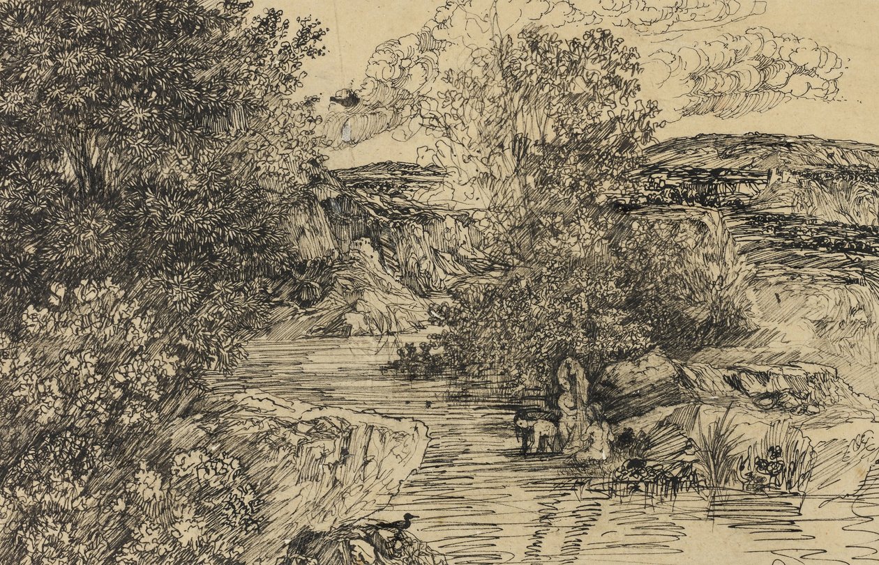 Badende i en bekk av Rodolphe Bresdin
