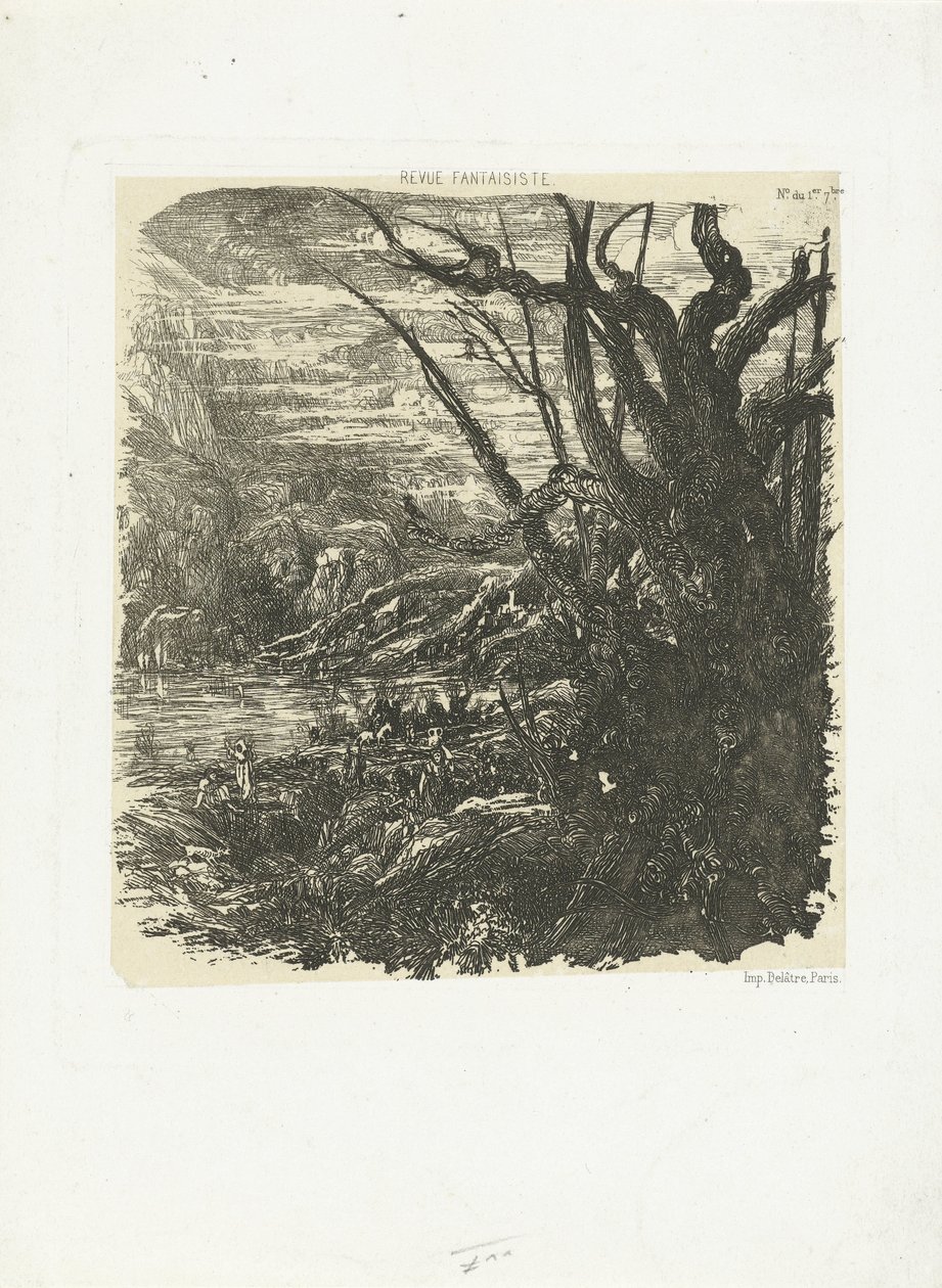 Fjelllandskap med innsjø Le lac dance les montagnes av Rodolphe Bresdin