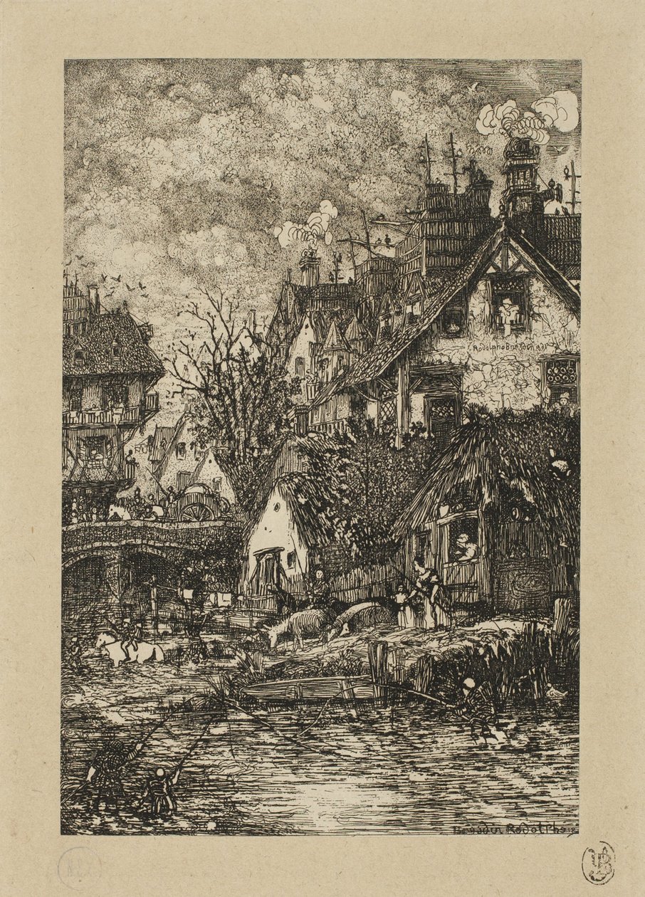 Entering a Village, fra Revue Fantaisiste av Rodolphe Bresdin