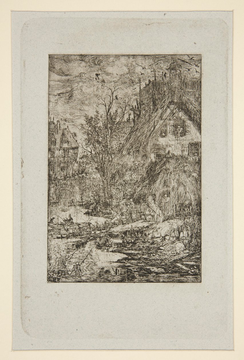 Entree de Village (hytter med stråtak) av Rodolphe Bresdin
