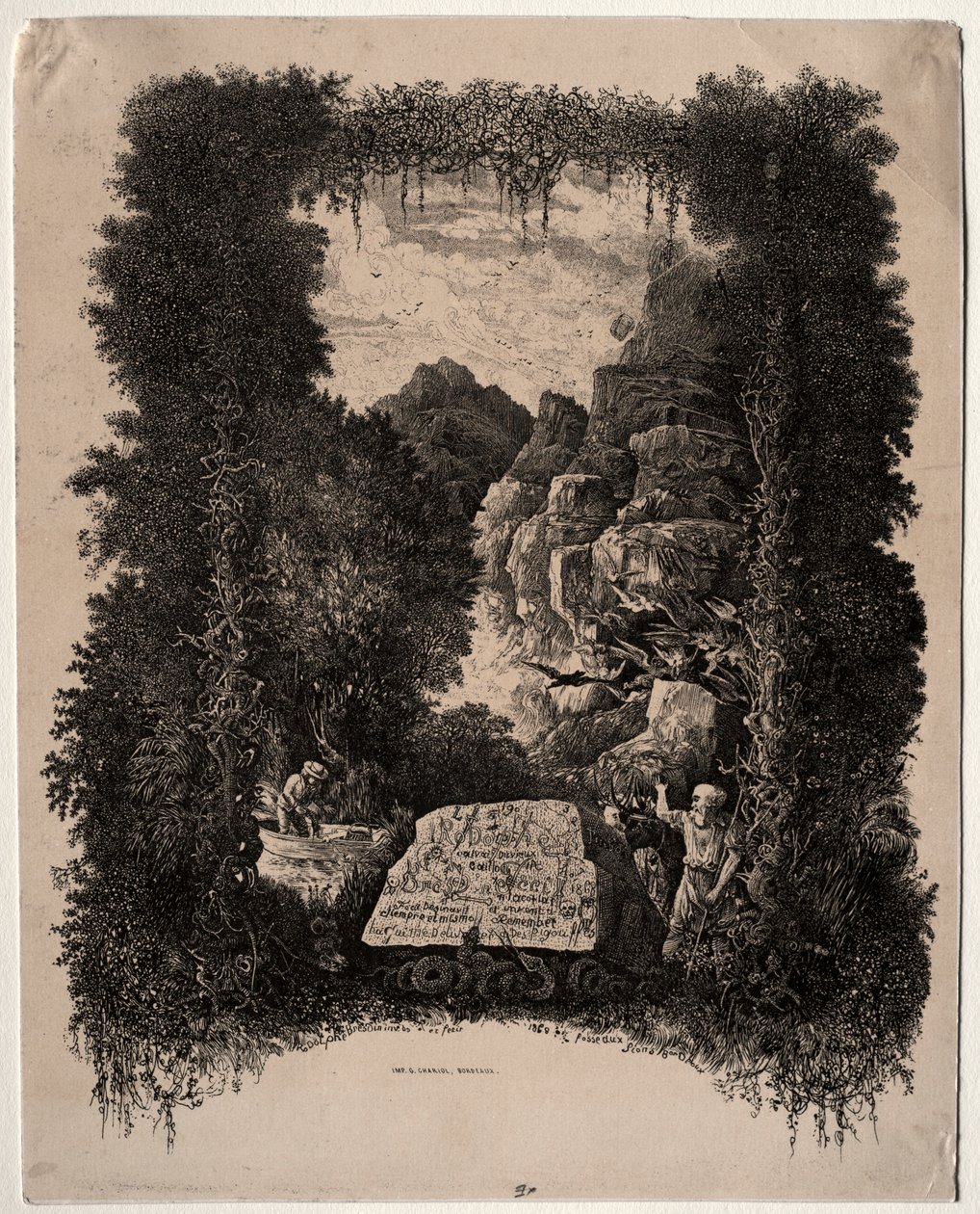 Første frontispice for Fables and Fairy-Tales av Thierry-Faletans av Rodolphe Bresdin