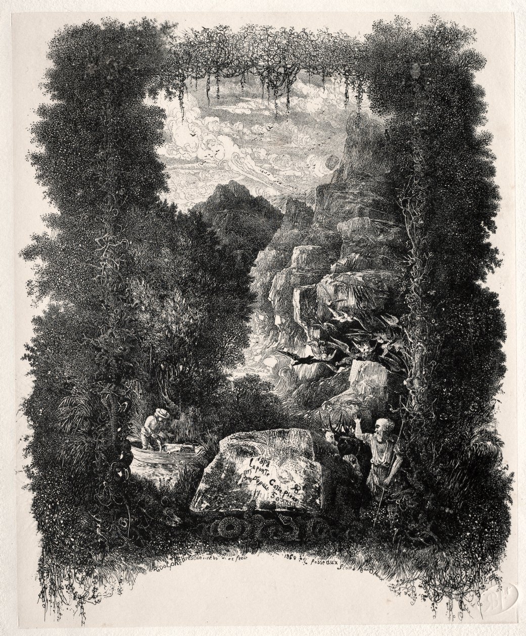Første frontispice for Fables and Fairy-Tales av Thierry-Faletans av Rodolphe Bresdin