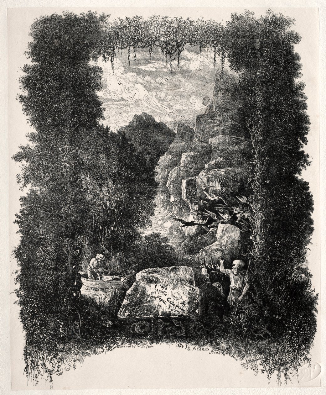 Første frontispice for Fables and Fairy-Tales av Thierry-Faletans, 1868. av Rodolphe Bresdin