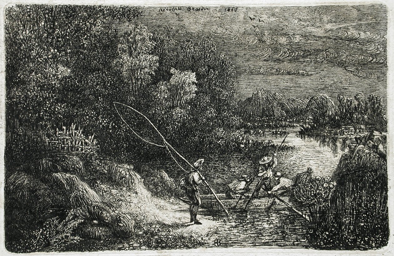 Fisker i et fantastisk landskap av Rodolphe Bresdin