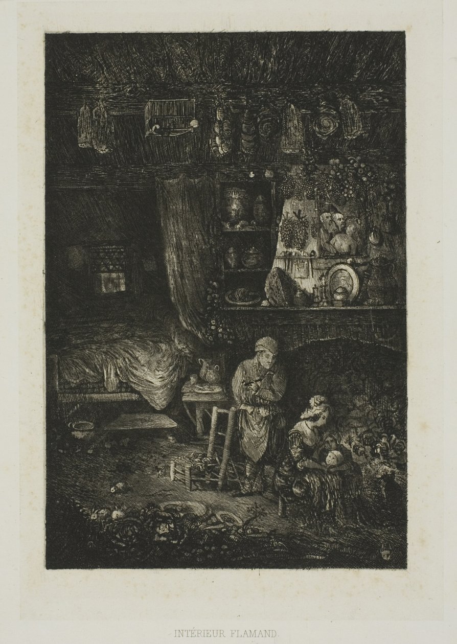 Flamsk interiør, fra Revue Fantaisiste av Rodolphe Bresdin