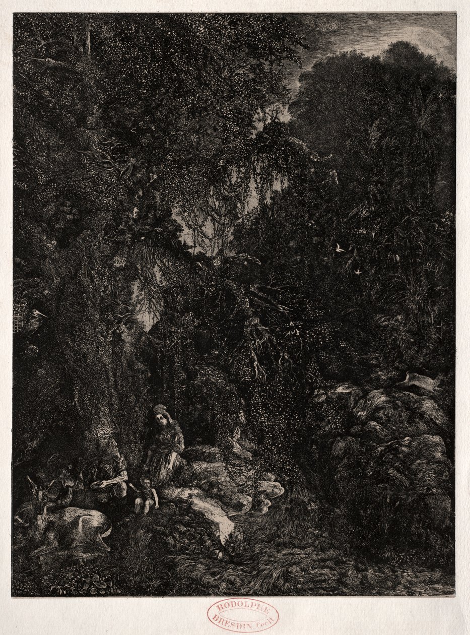 Hellig familie med hjort av Rodolphe Bresdin