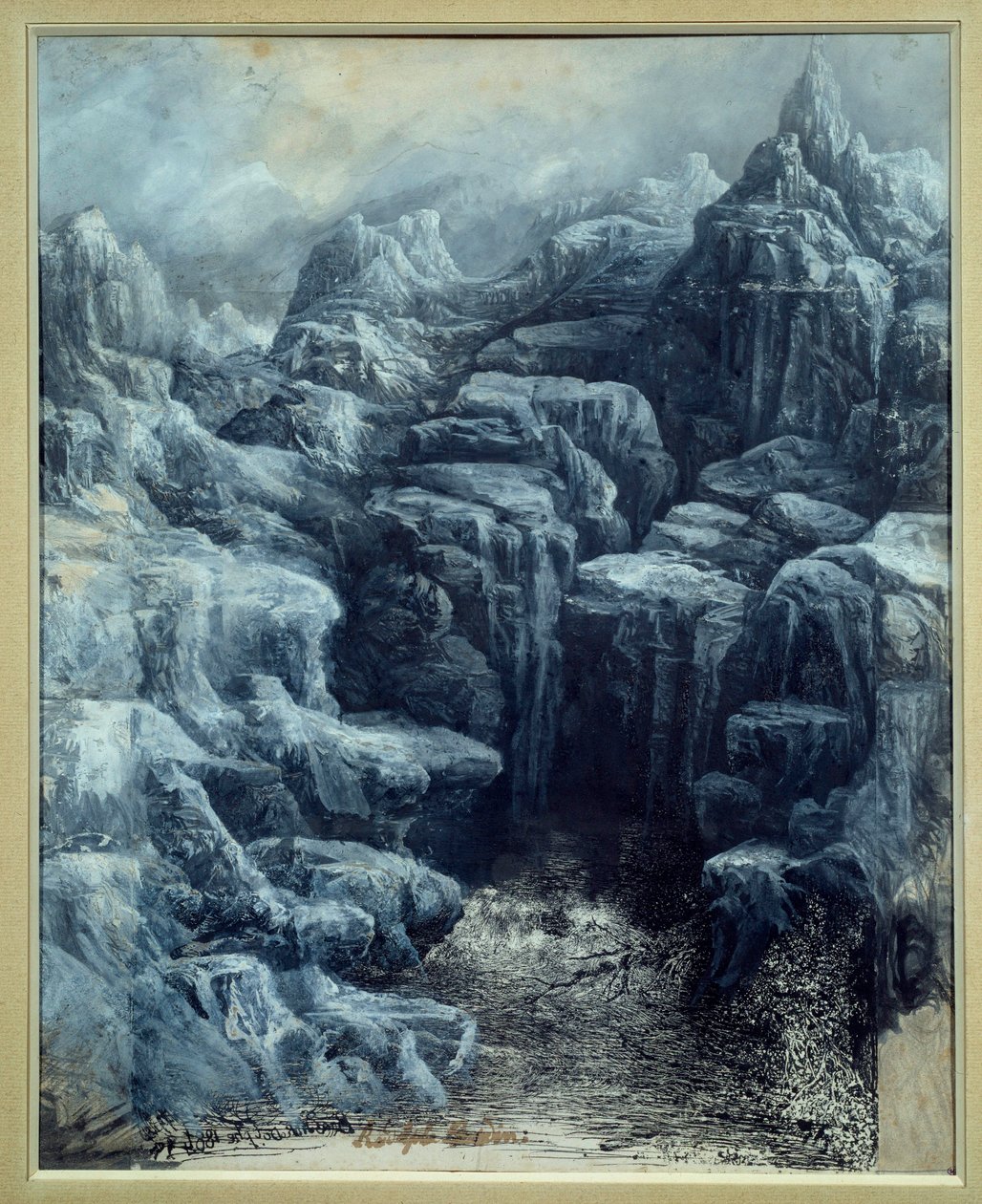 Les rocks Grå vask og hvit gouache av Rodolphe Bresdin (1822-1885) 1884 Søn. 0,49x0,39 m Paris, Orsay-museet av Rodolphe Bresdin