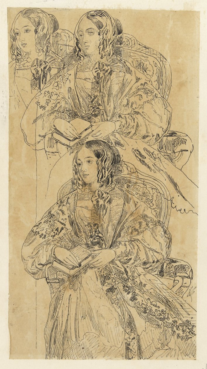 Studieark med sittende dame av Rodolphe Bresdin