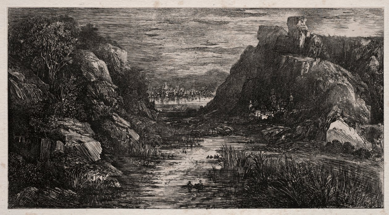 Den fjerne byen, 1868. av Rodolphe Bresdin