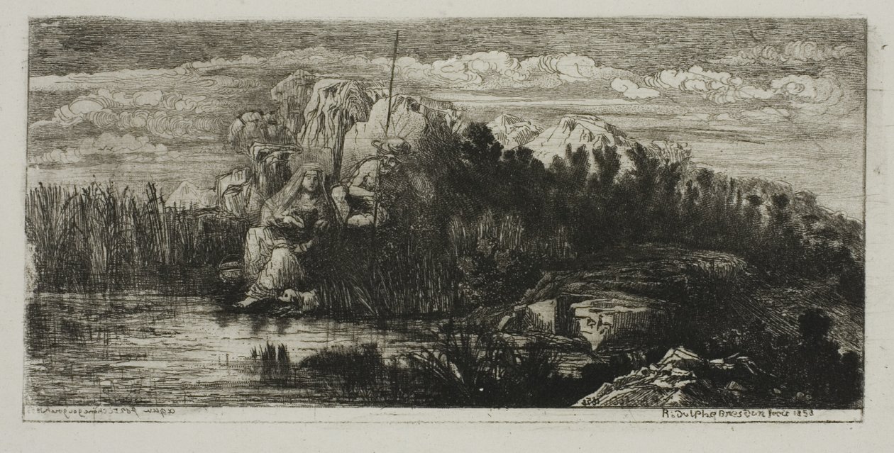 Den hellige familie med pole av Rodolphe Bresdin