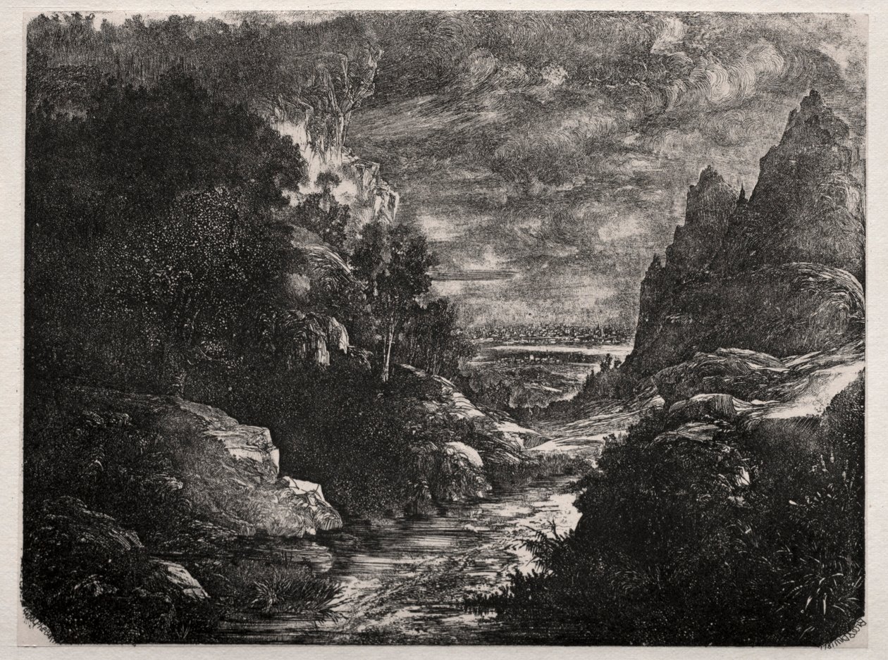 Fjellstrømmen, 1871. av Rodolphe Bresdin