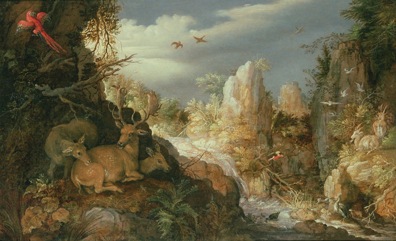 Fjelllandskap med hjort av Roelandt Jacobsz. Savery
