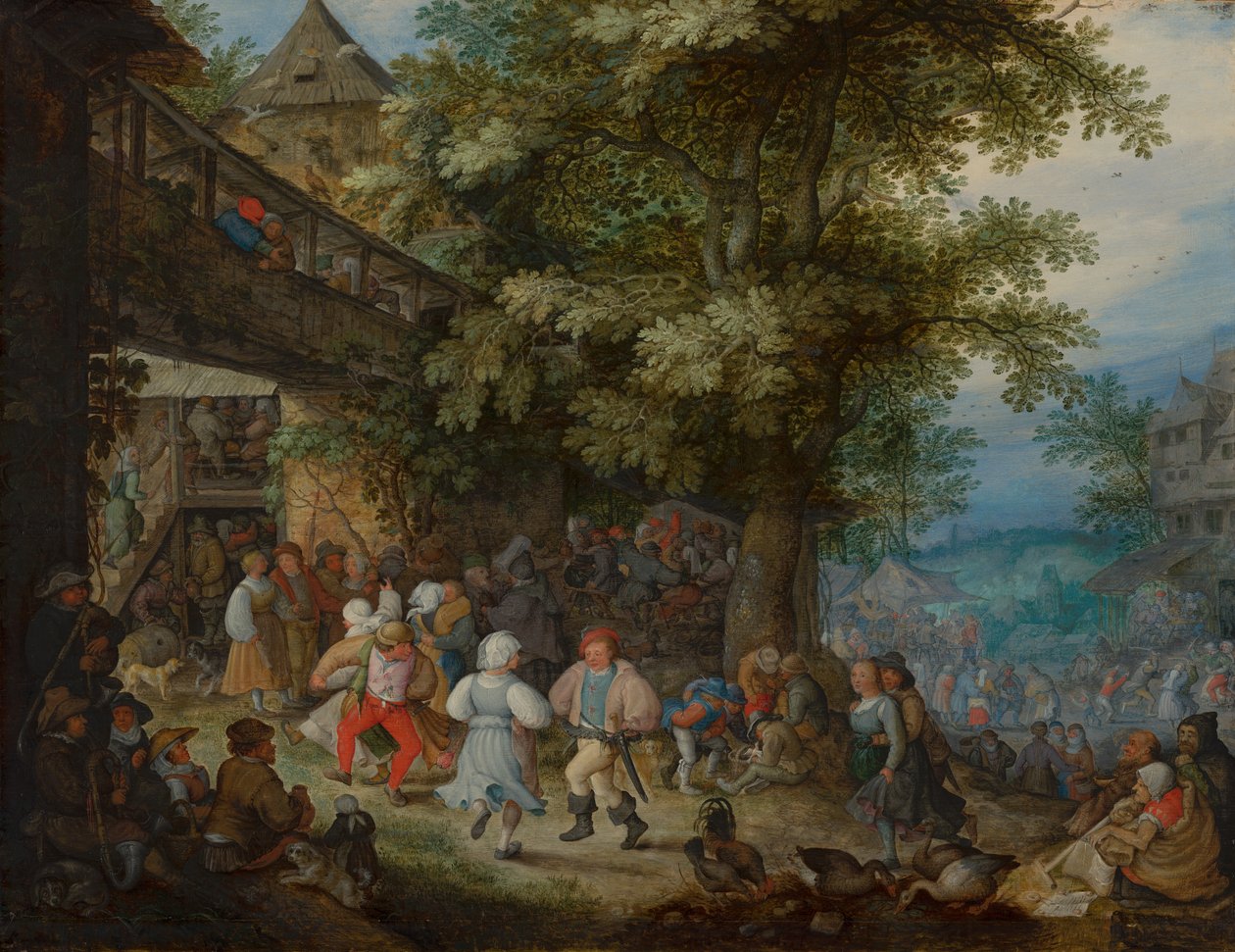 Bønder danser utenfor et bohemsk vertshus, ca. 1610 av Roelandt Jacobsz. Savery