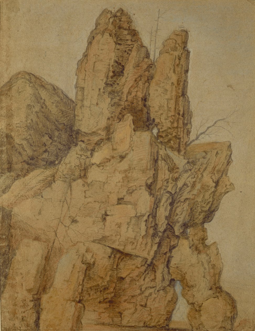 Rocky Mountain (pastell og kritt på papir) av Roelandt Jacobsz. Savery