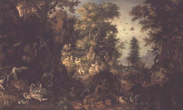 Adam og Eva i Edens hage av Roelandt Jacobsz. Savery