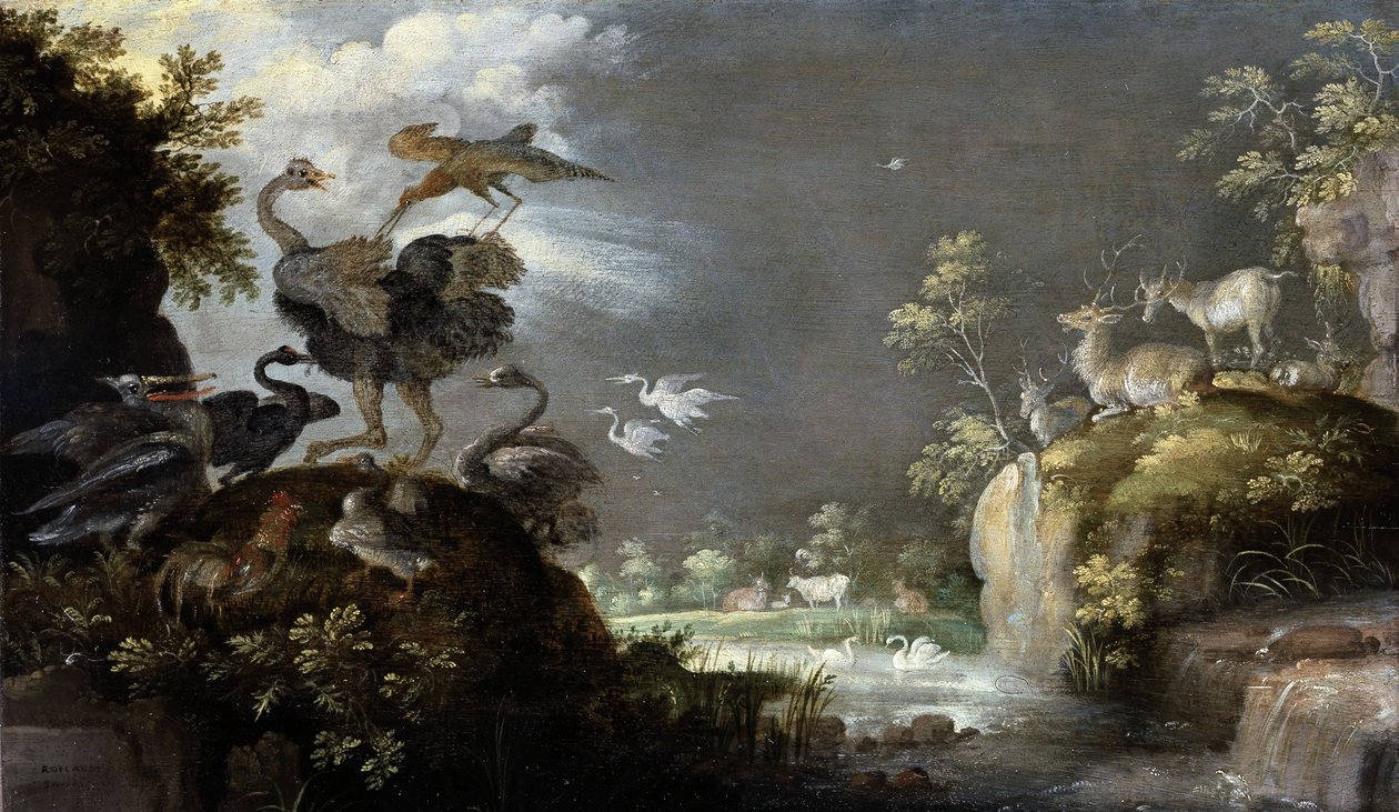 Landskap med struts, ca. 1625 (olje på panel) av Roelandt Jacobsz. Savery