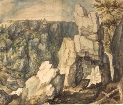 Fjelllandskap (penn og brunt blekk, akvarell) av Roelandt Jacobsz. Savery