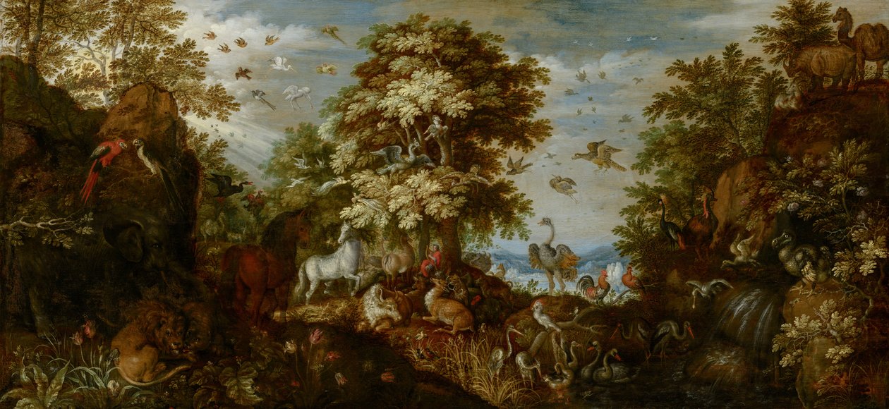 Orpheus sjarmerer dyrene med sin musikk, 1627 av Roelandt Jacobsz. Savery