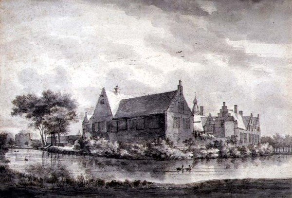 PD.645-1963 The Castle of Marquette, Holland, ca. 1646-47 (vask, kritt, penn og blekk på papir) av Roelandt Roghman