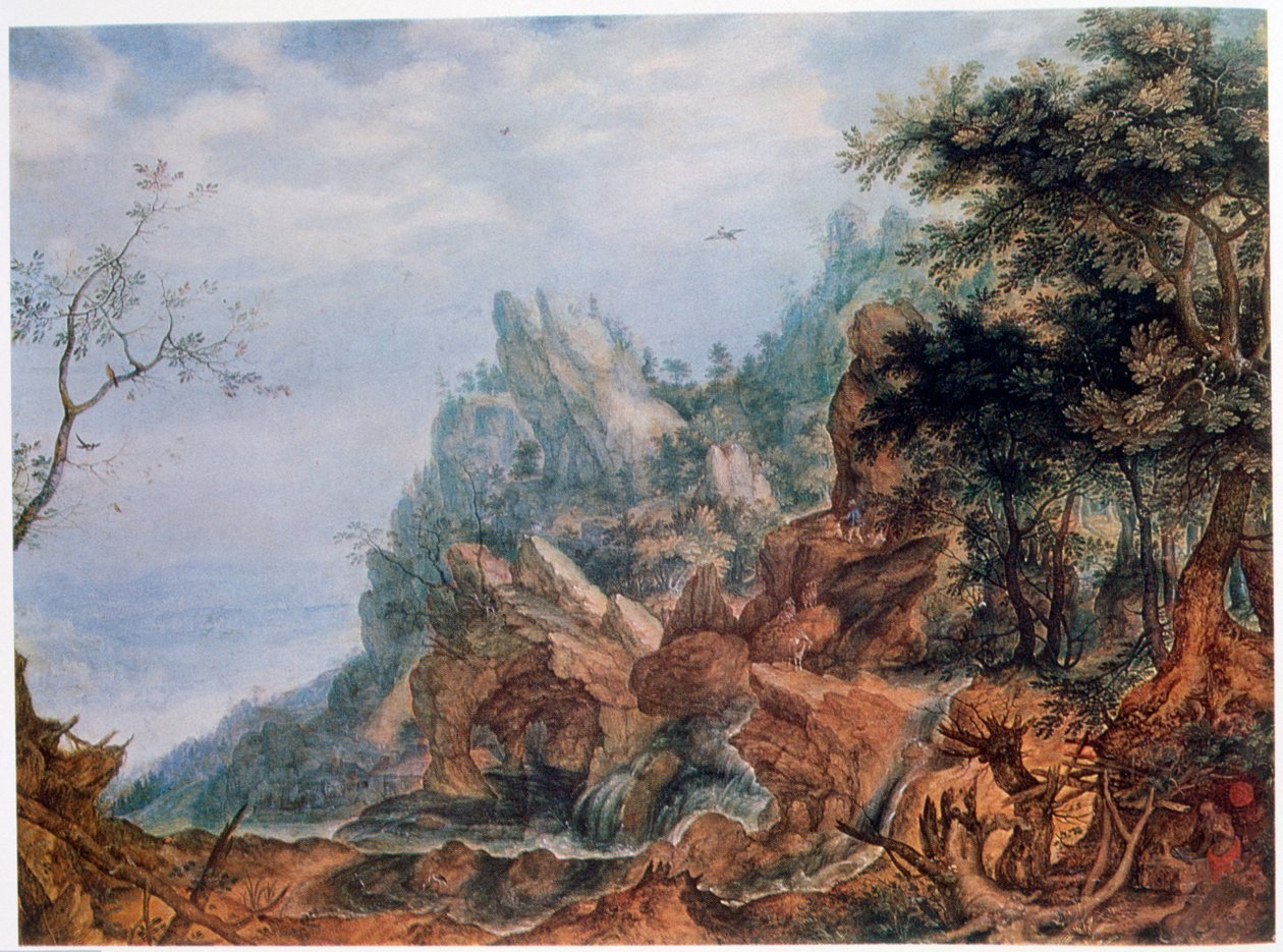 St. Jerome i et steinete landskap, c1596-1639 av Roelandt Savery