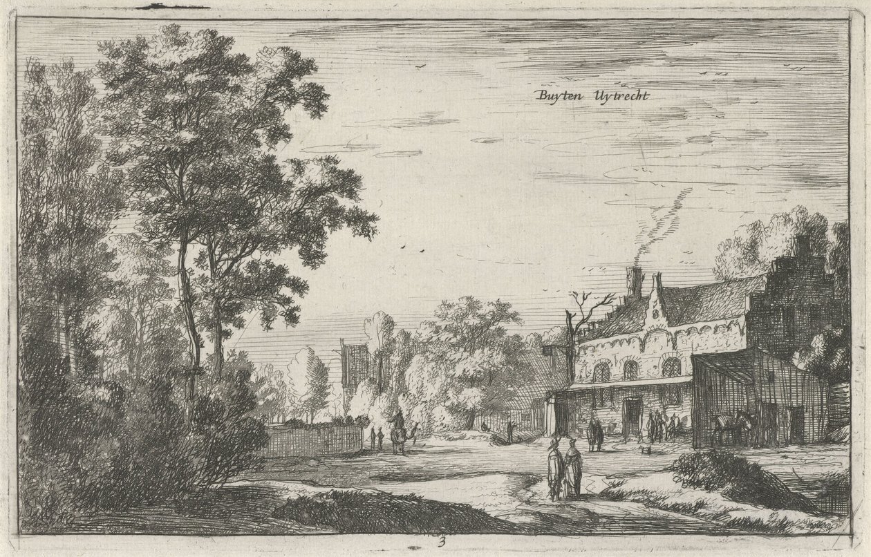 Ansikt i Utrecht Buyten Uytrecht (tittel på objekt) Landskap i Nord-Nederland (Roelant Roghman) (serietittel) av Roelant Roghman