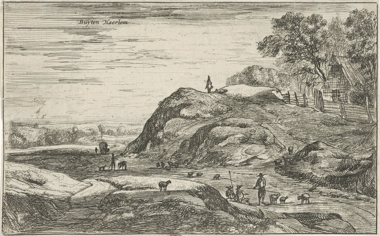 Ansikt utenfor Haarlem Buyten Haerlem (tittel på objekt) Landskap i Nord-Nederland (Roelant Roghman) (serietittel) av Roelant Roghman