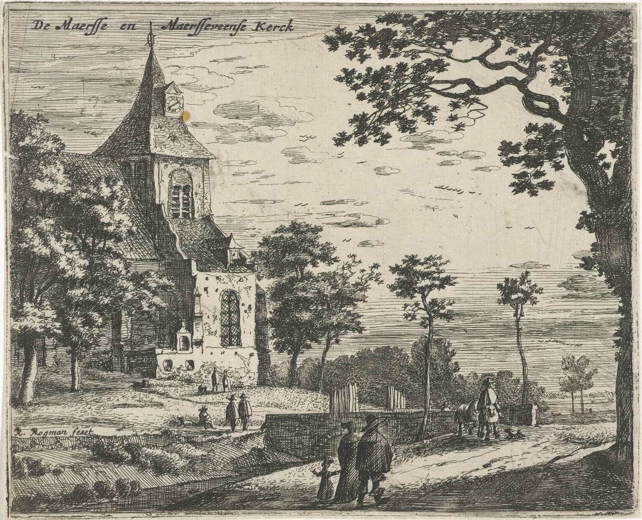 Maarsseveen kirke De Masse og Maarsseveense Kerck (tittel på objekt) Landskap i provinsene Holland og Utrecht (serietittel) av Roelant Roghman