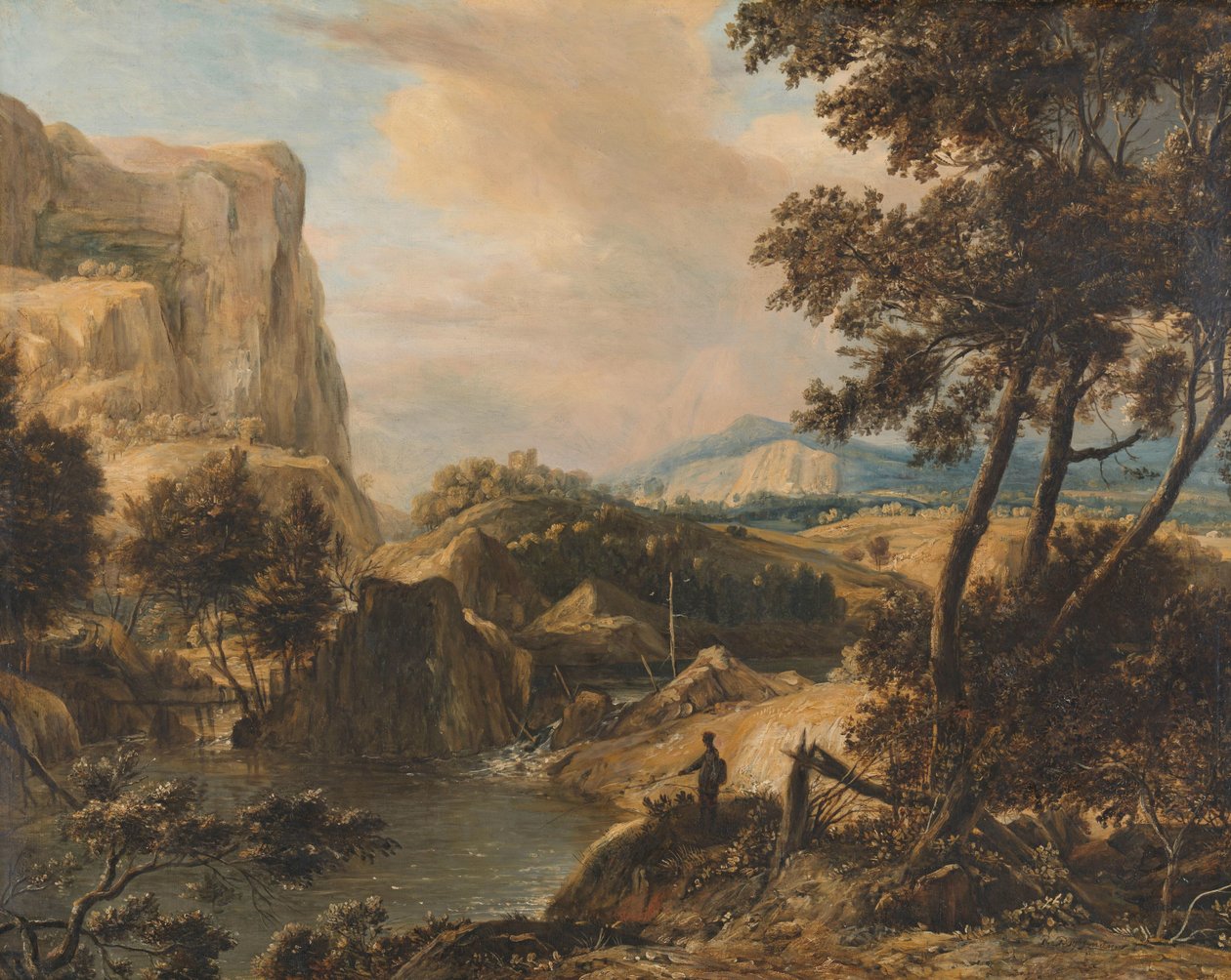 Fjelllandskap med fisker av Roelant Roghman